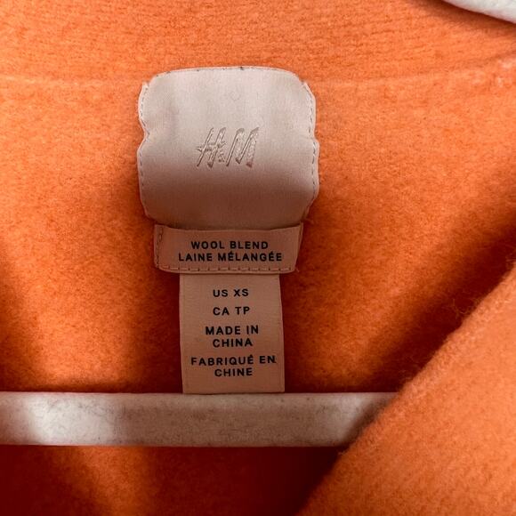 H&M wool blend coral orange vneck cardigan sweater XS - Picture 4 of 9
